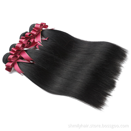 Wholesale Natural Color Real Brazilian Silky Straight Wave Human Hair Extension For Black Women
